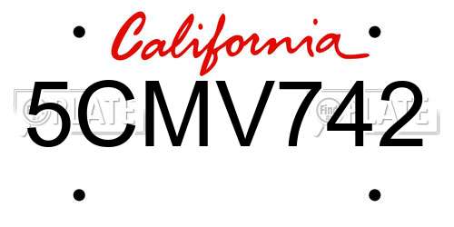 5CMV742 California License Plate