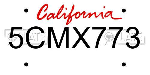 5CMX773 California License Plate
