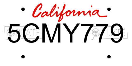5CMY779 California License Plate