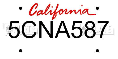 5CNA587 California License Plate