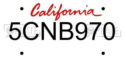 5CNB970 California License Plate