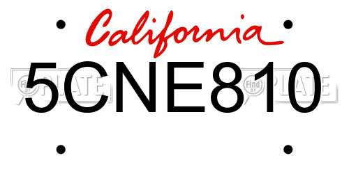 5CNE810 California License Plate