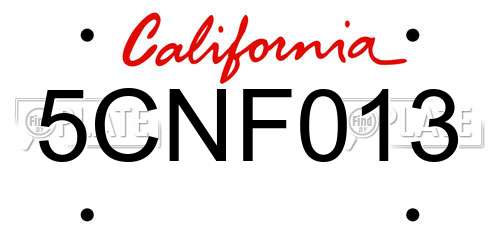 5CNF013 California License Plate