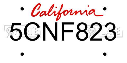 5CNF823 California License Plate