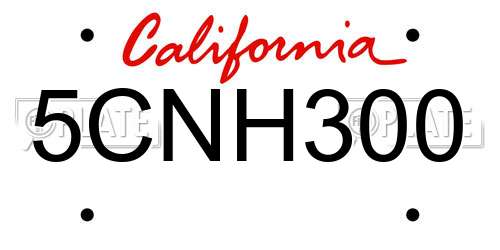 5CNH300 California License Plate