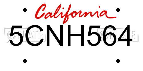 5CNH564 California License Plate