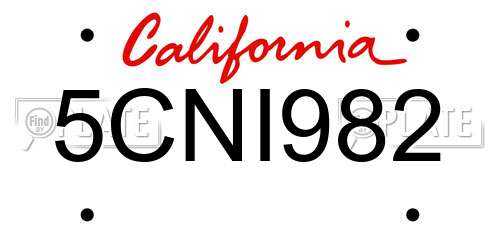 5CNI982 California License Plate