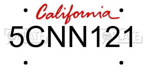 5CNN121 California License Plate