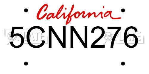 5CNN276 California License Plate