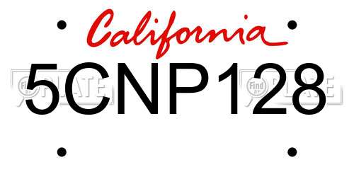 5CNP128 California License Plate