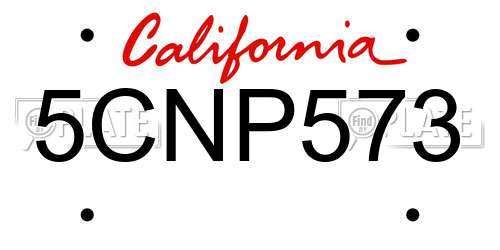 5CNP573 California License Plate