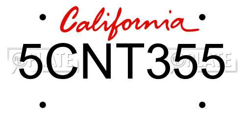 5CNT355 California License Plate