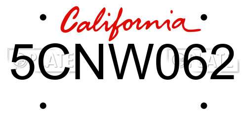 5CNW062 California License Plate