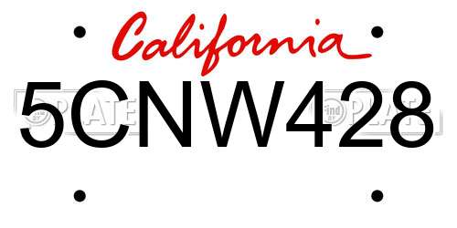 5CNW428 California License Plate