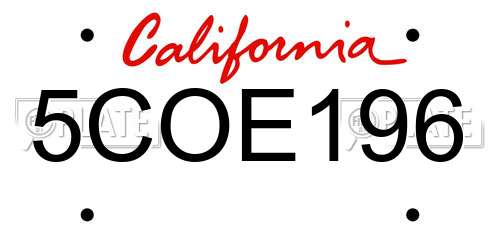 5COE196 California License Plate