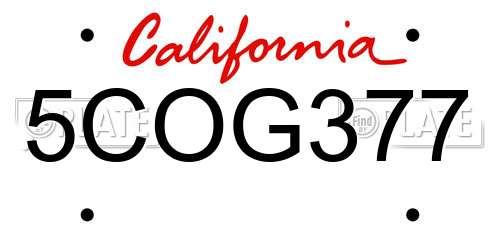 5COG377 California License Plate
