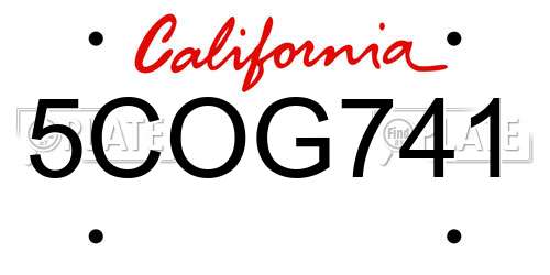 5COG741 California License Plate