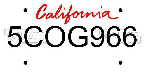 5COG966 California License Plate