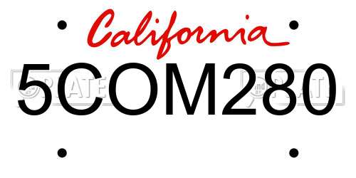 5COM280 California License Plate
