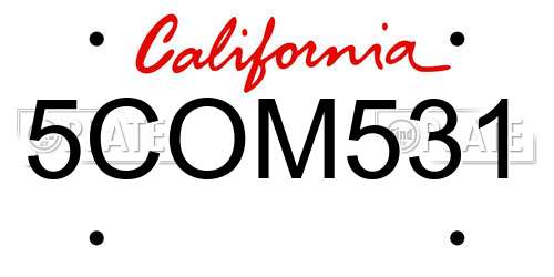 5COM531 California License Plate