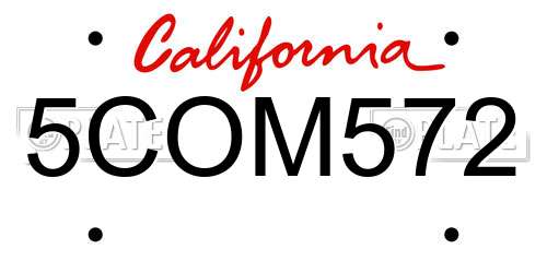 5COM572 California License Plate