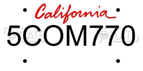 5COM770 California License Plate