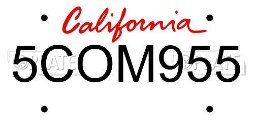 5COM955 California License Plate