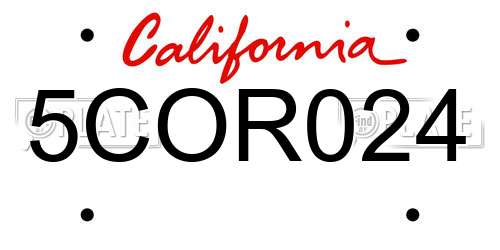 5COR024 California License Plate