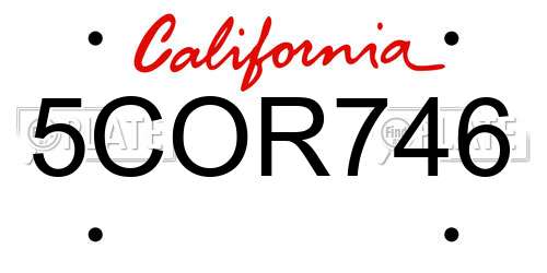5COR746 California License Plate