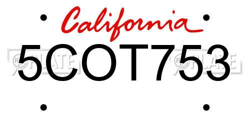 5COT753 California License Plate