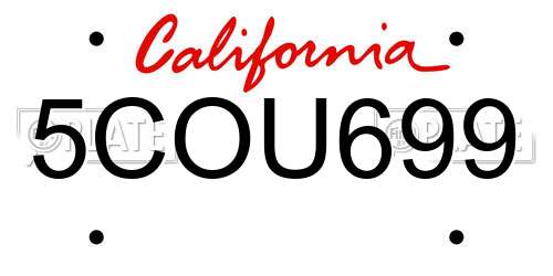 5COU699 California License Plate