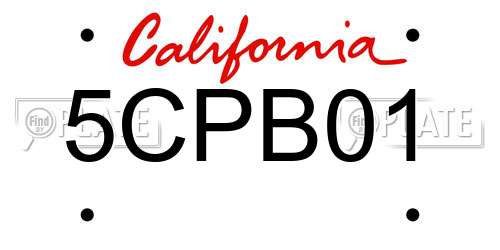 5CPB01 California License Plate