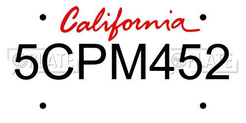 5CPM452 California License Plate