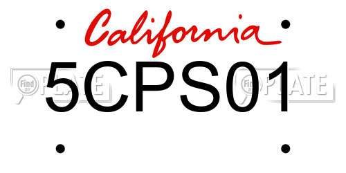 5CPS01 California License Plate