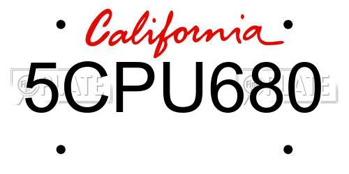 5CPU680 California License Plate