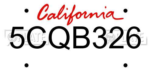 5CQB326 California License Plate