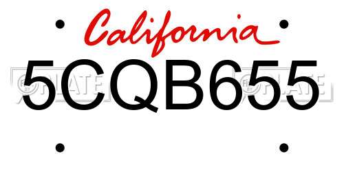 5CQB655 California License Plate