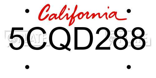 5CQD288 California License Plate