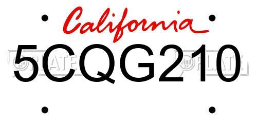 5CQG210 California License Plate