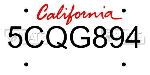 5CQG894 California License Plate