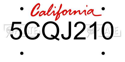 5CQJ210 California License Plate