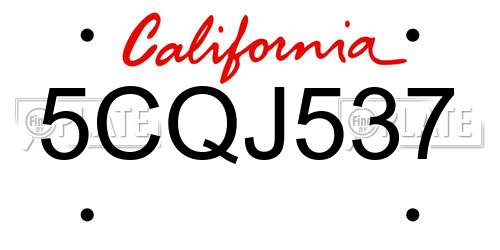 5CQJ537 California License Plate