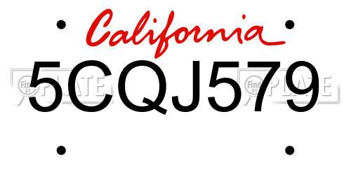 5CQJ579 California License Plate