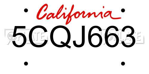 5CQJ663 California License Plate
