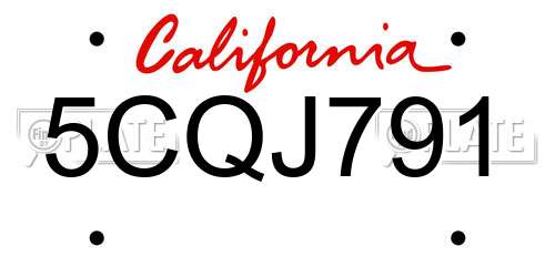 5CQJ791 California License Plate