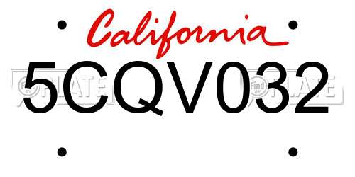 5CQV032 California License Plate
