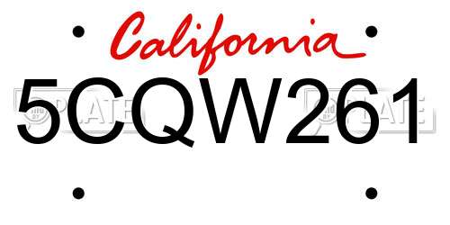 5CQW261 California License Plate