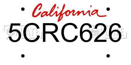 5CRC626 California License Plate