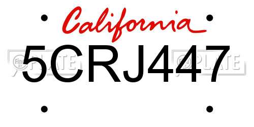 5CRJ447 California License Plate