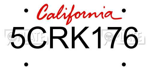 5CRK176 California License Plate